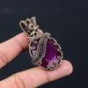 Lab-Created Ruby Gemstone Pure Copper Wire Wrapped Handmade Pendant Jewelry