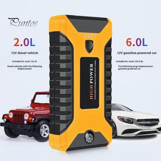 Multifunctional Car Battery Jump Starter with LED Flashlight Easy To Use 12V Portable Power Pack Battery Booster Jump Box