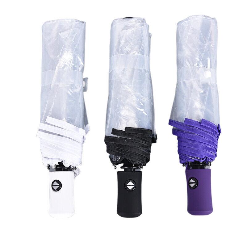 Bubble Umbrella Compact Rain Umbrella Tote Umbrella Auto Open Closes Dome Windproof Fully Automatic Three-Fold Transparent