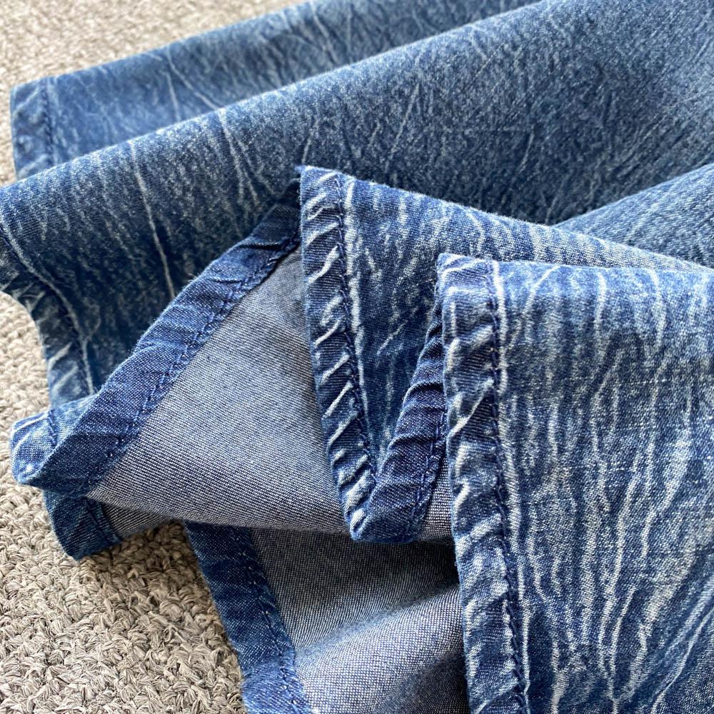 RUGOD Spring and Autumn New Retro Denim Dress Women's Long-sleeved Design Waist Shirt Dress Button High Waist Dress