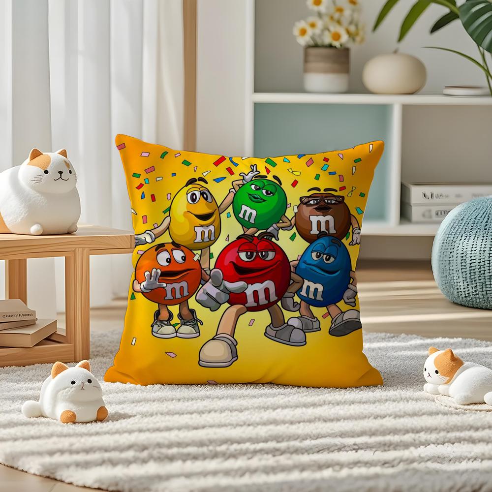 Милая забавная наволочка для подушки с шоколадом M&Ms, двусторонняя плюшевая наволочка для диванной подушки, органическая, дышащая, на невидимой молнии
