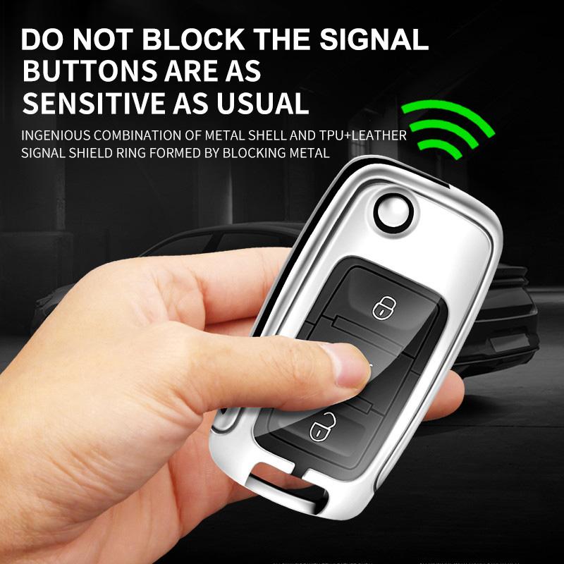 AAAAC1 Zinc Alloy Car Smart Remote Key Fob Leather Case Cover Protector Shell For Skoda Octavia 4 8 A8 2020 2021 Keychain Accessories