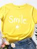 Футболка с принтом «Sun Smile» для женщин с коротким рукавом и круглым вырезом, свободная летняя женская повседневная футболка, топы, Camisetas Mujer