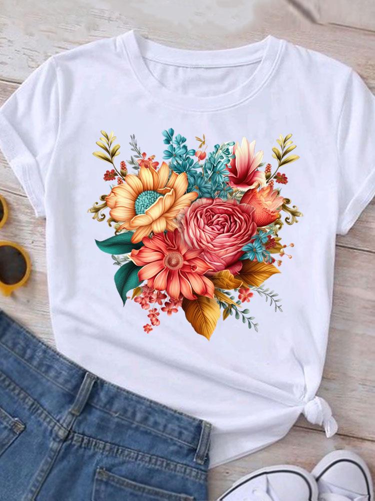 (Азиатский размер) Женская футболка в пляжном стиле, модный принт, женская графика, повседневные футболки с коротким рукавом, футболка, верхняя одежда