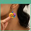 Creative Halloween Themed Colorful Pumpkin Pattern Women Earrings Acrylic