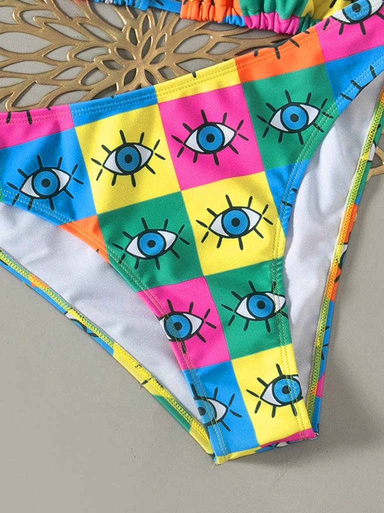 Женский купальник бикини с принтом, треугольный, сексуальный, с разрезом