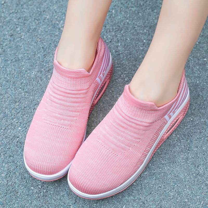Women's Lace-up Breathable Mesh Platform Rocker Shoes Casual Sports Shoes
