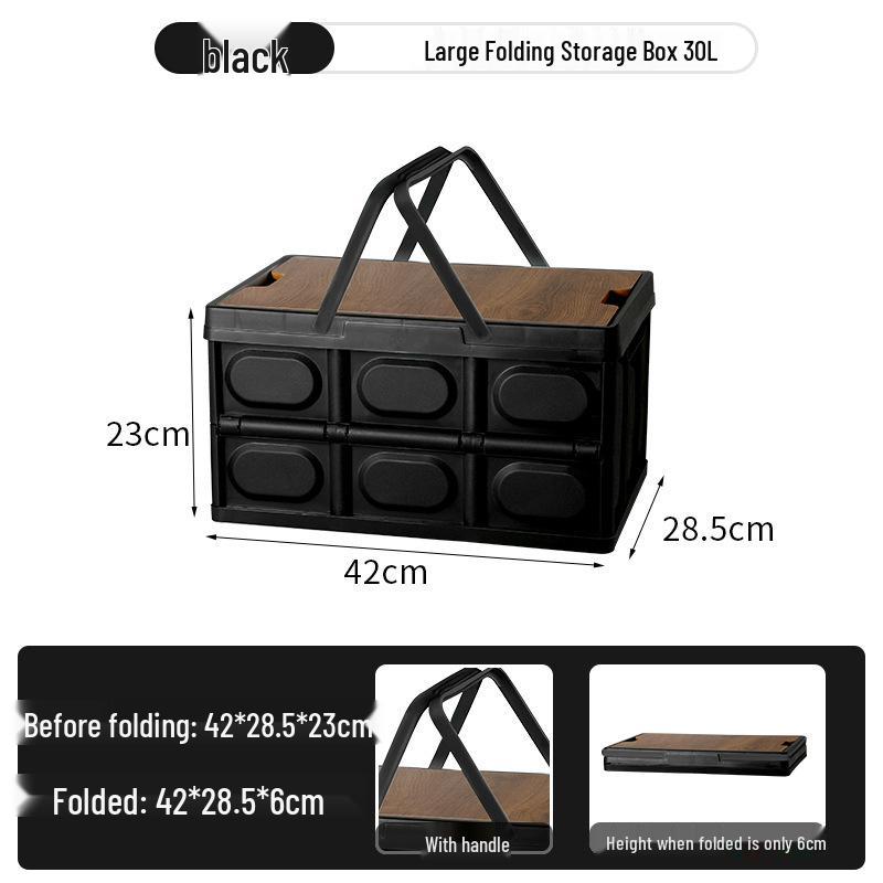 Портативная складная корзина для пикника с деревянной крышкой