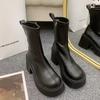 Модные женские ботильоны на высоком каблуке, на платформе, на толстом каблуке, дизайнерские туфли для зимнего платья, 2025, новые, уютные, готические, челси, ботильоны для женщин