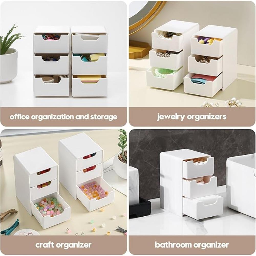 1 шт. Мини-органайзер с 3 ящиками, многофункциональный ящик для хранения офисных принадлежностей, косметики, ювелирных изделий и предметов первой необходимости для ванной комнаты