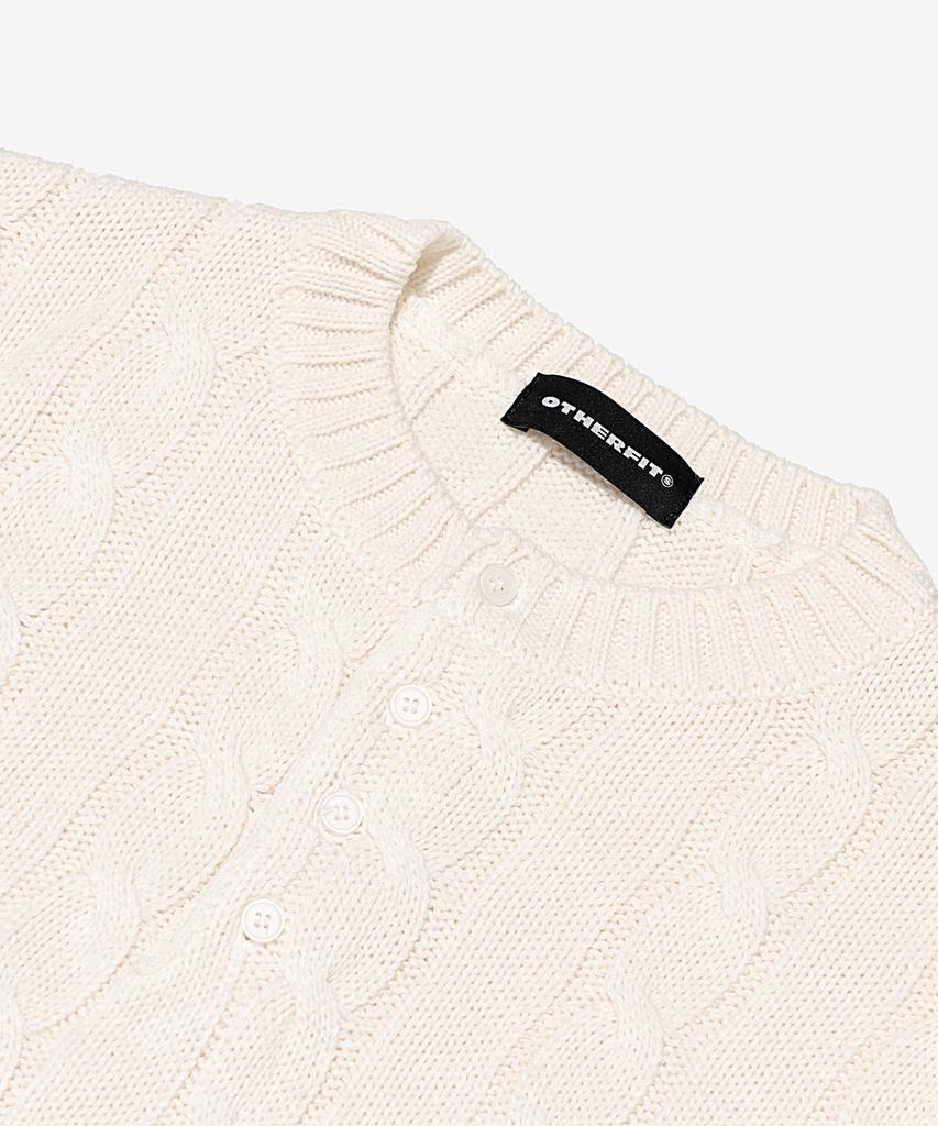 OTHERFITS Cable Henley Neck Overknit (Ivory)
