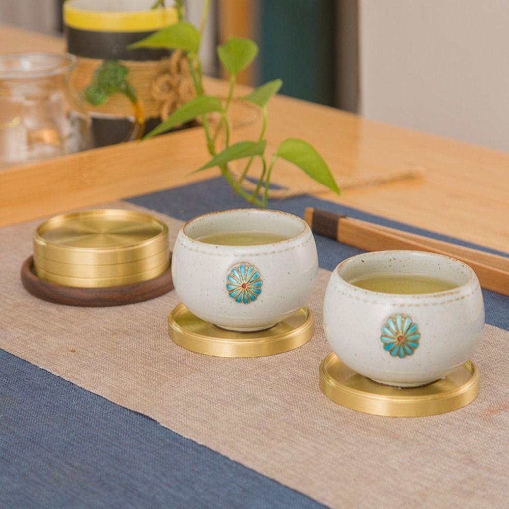 Круглая латунная подставка под стакан, металлический поднос для чашки, держатель для стола, поднос для чая, барная стойка