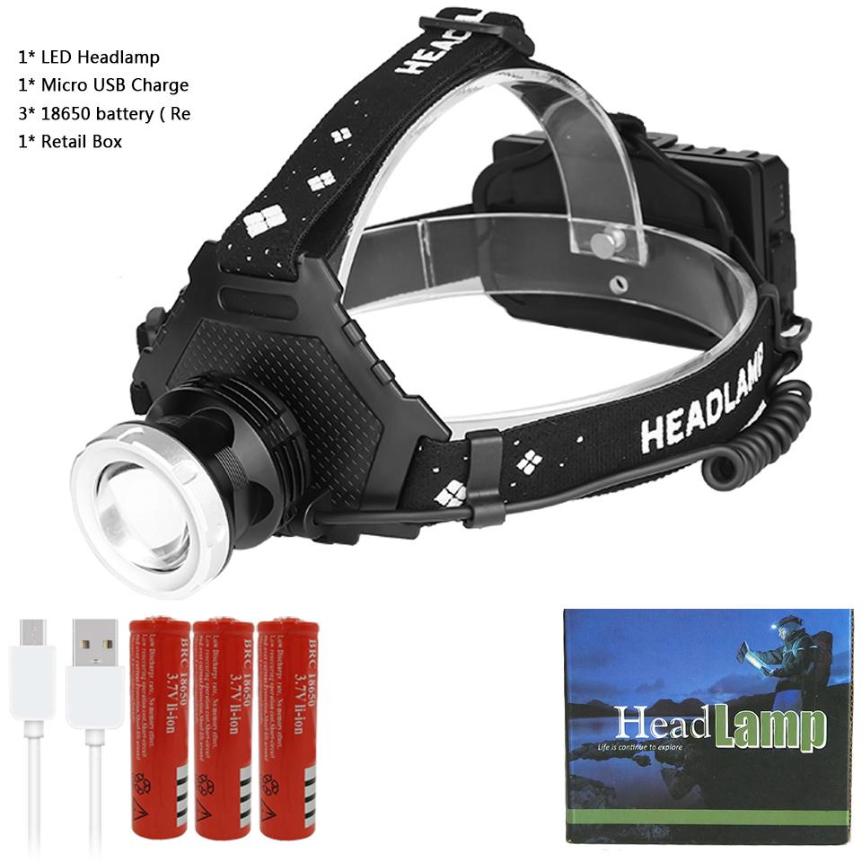 Супер яркий XHP90.2 USB перезаряжаемый светодиодный налобный фонарь XHP70.2 Самая мощная фара для рыбалки, кемпинга, ZOOM, фонарик с аккумулятором 3*18650