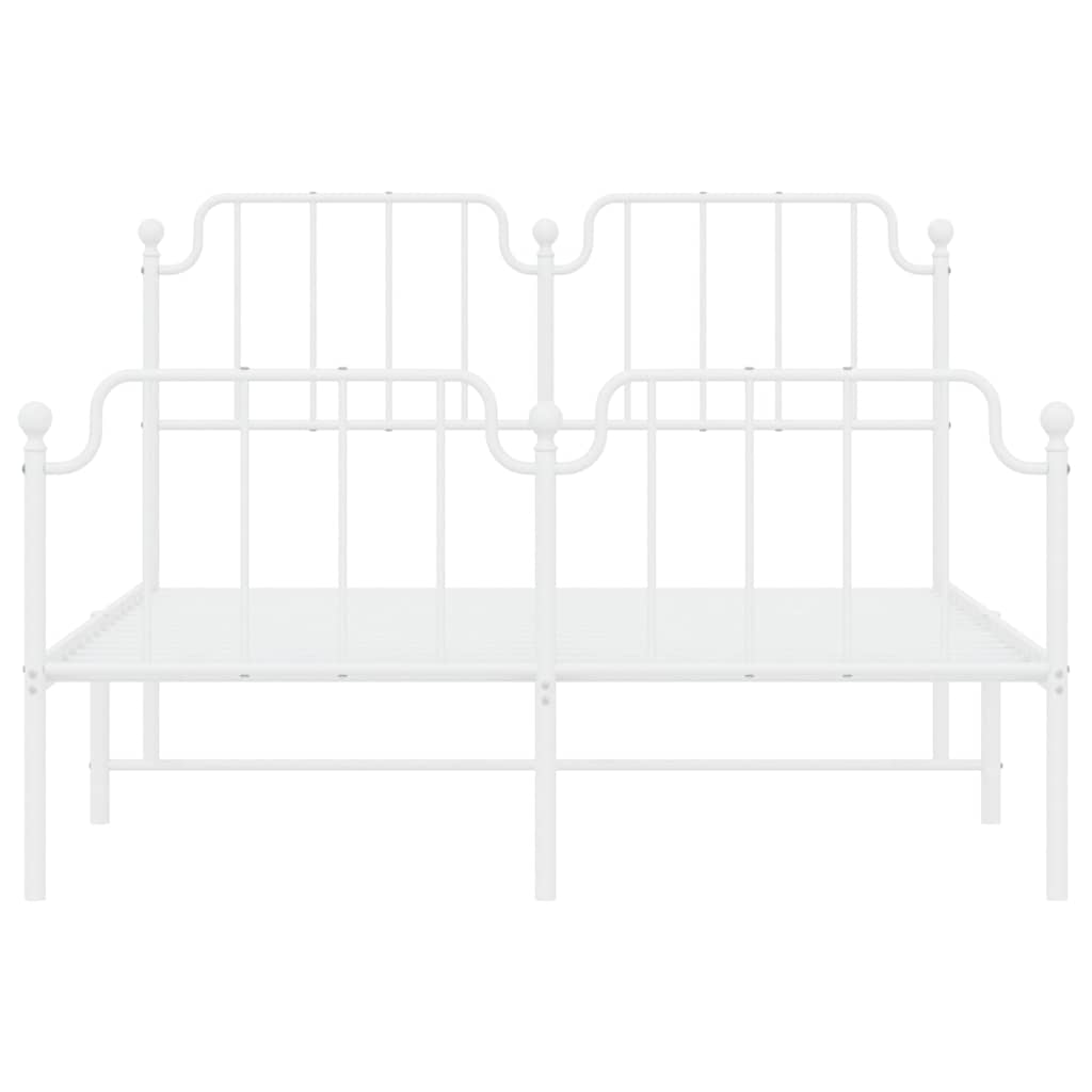 Bed Frame with Headboard and Footboard Metal White 135x190 cm