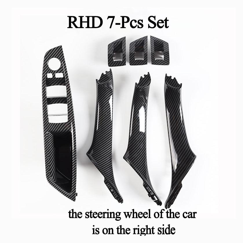 Suitable for Carbon Fiber Inner Handle F10 F11 F18 5Series Armrest Pull Trim Cover 7 Pcs Set 51417225875 51417261933 51417225879