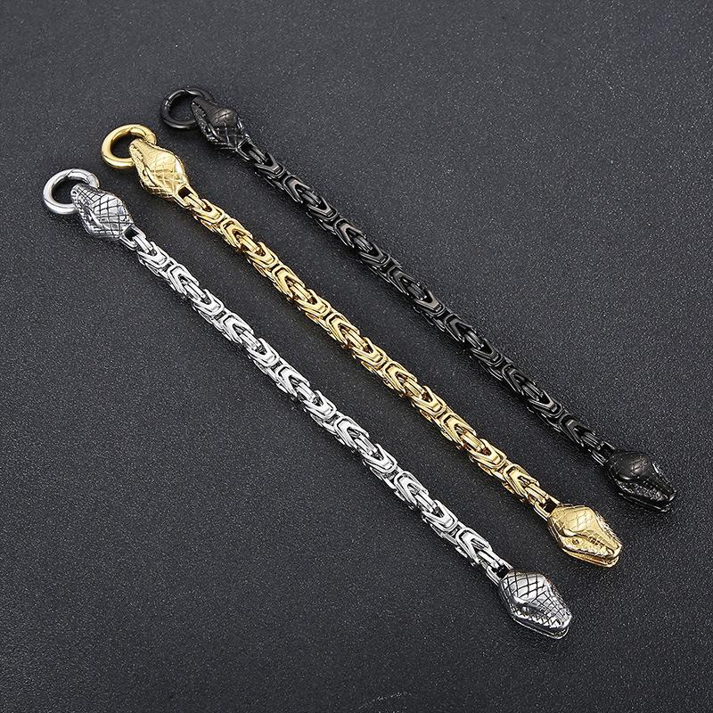 Японский и корейский минималистичный ретро-мужской браслет из титановой стали с круглой пряжкой в ​​виде змеиной головы в виде животного