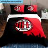 3pcs Milan Football club Printed Bedding Set Duvet Cover Closure Includes 1 Duvet Cover & 2 Pillowcases Bedding Sets Home Decor Gifts