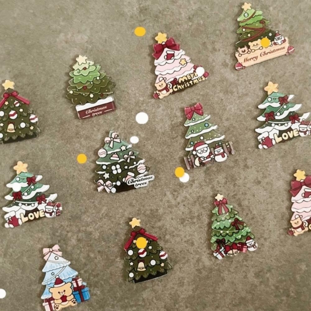 12Pcs/Set Christmas Tree Fridge Magnets Cartoon Magnetic Stickers Xmas Refrigerator Magnets Holiday