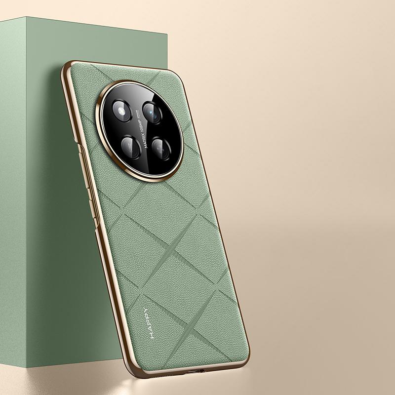 KEYSION Luxury Grid Pattern PU Leather Case for HONOR X9c Plating Hard PC Shockproof Phone Back Cover for Huawei Honor X9c 5G