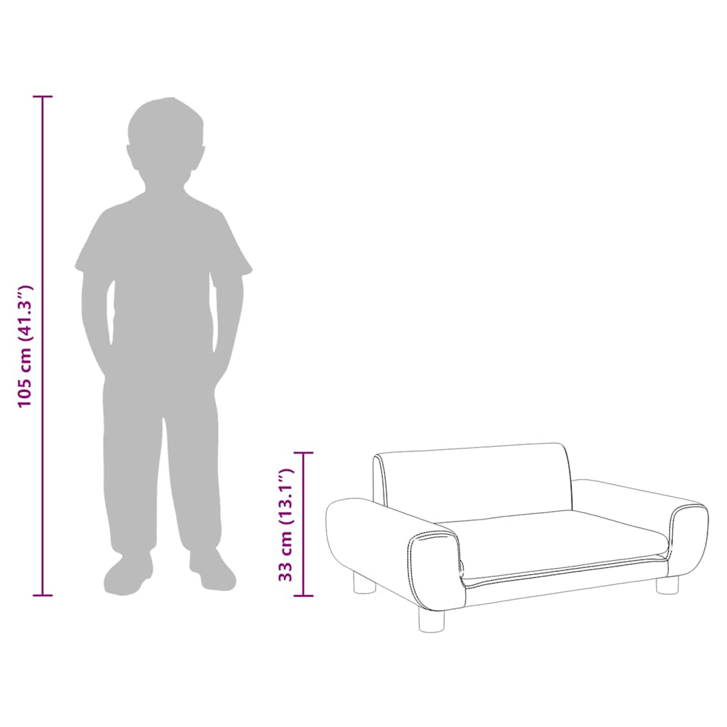 Kids Sofa Cream 70 x 45 x 33 cm Velvet