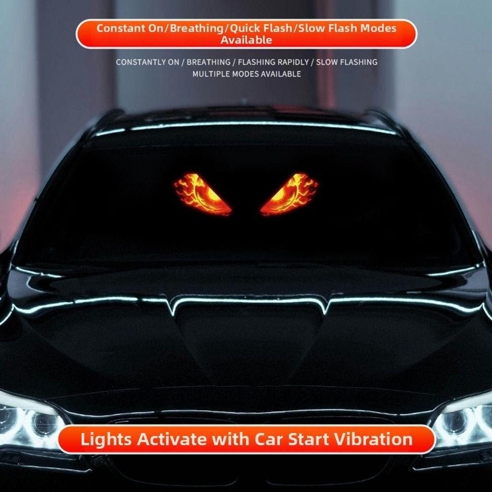 Dynamic Display Solar LED Devil Eyes Car Lights Solar Powered Car Warning Light  Windshield