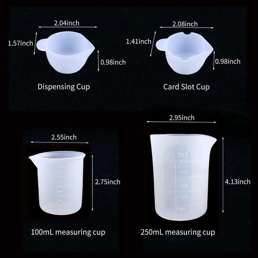 8PCS DIY Silicone Resin Measuring Cups Tool Kit 100 250mL Measure Cups Mixing Sticks Spoon for Epoxy Resin Mixing Molds Jewelry Making for Adults