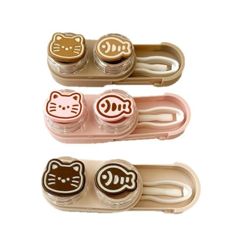 New Product Cute Contact Lens Box Portable Drawer Type Beauty Contact Lens Box Cartoon Care Box Compact Companion Box