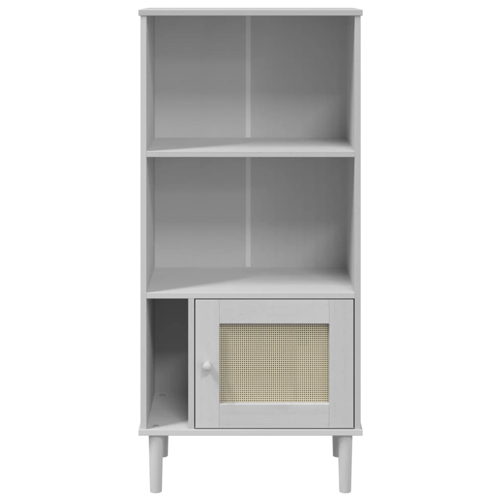 SENJA Bookshelf Rattan Look White 60 x 35 x 130 cm Pine Wood