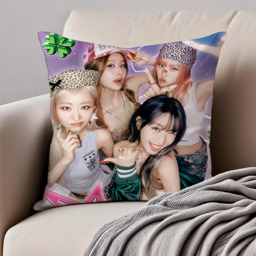 GirlGroup Kpop KKISS OF LLIFE Cushion Cover Pillowcase Antidustmite Invisible Zipper Short Plush Sofa Cushion