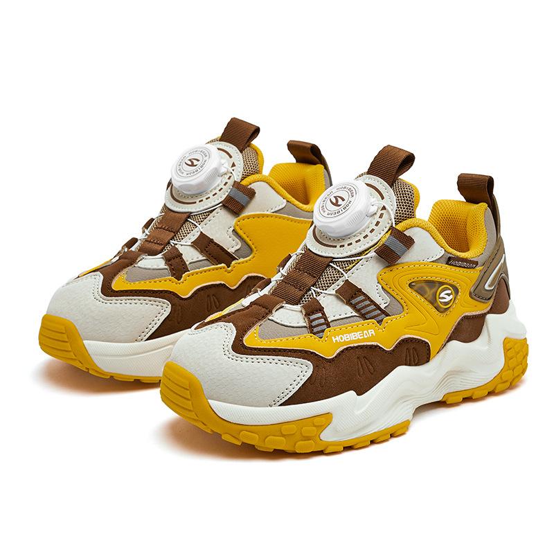 Kids Sneakers Rotary Buckle Closure Chunky Daddy Shoes PU Leather Casual Sports Shoes For Boys Girls Spring Autumn