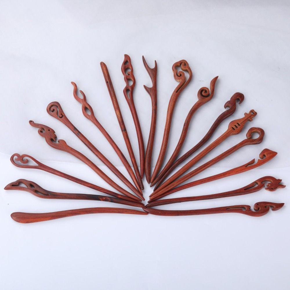 Red Sandalwood Hair Clips Vintage Hair Sticks New Wooden Hairpin  Women