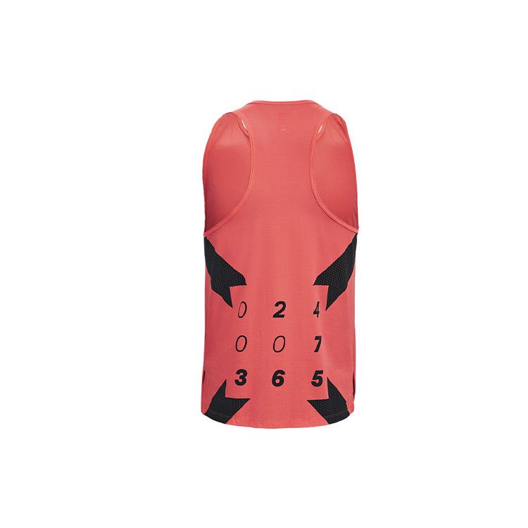 Under Armour Casual Breathable Back Letter Print Sports Training Breathable Round Neck Vest Men Vest Red 1362713-690