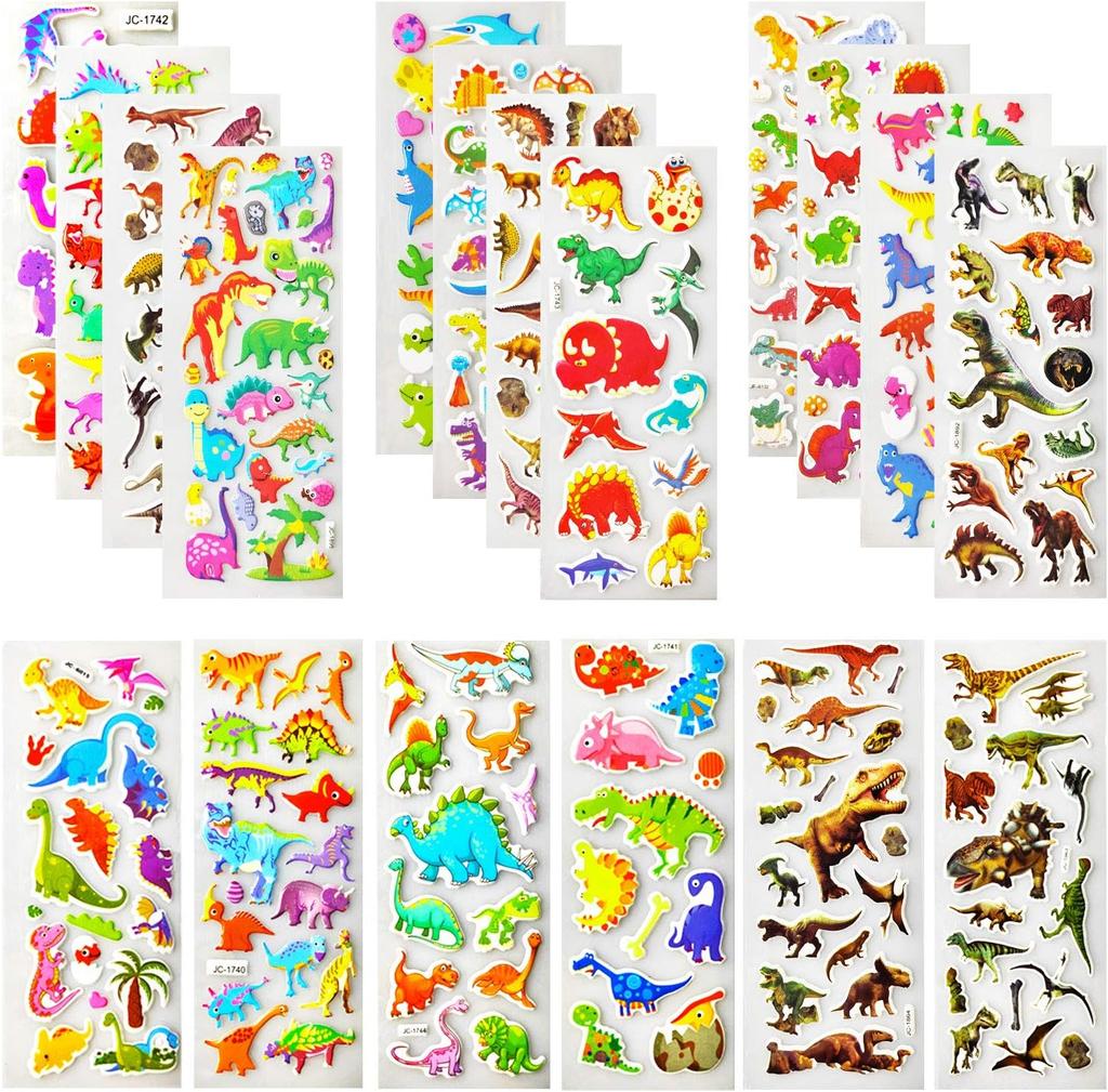 10 Sheets/Set 3D Dinosaur Stickers Toys Home Wall Decor Cartoon Sticker Scrapbooking  Notebook Diary Label