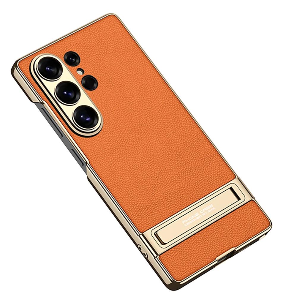 Samsung Galaxy S26 Ultra Case, Electro Frame Leather, with Stand, Orange