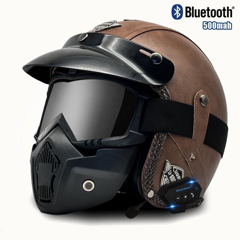 3C Certified Retro Style 3/4 Motorcycle Helmet Men Women ABS Half With Bluetooth Compatible Visor Options
