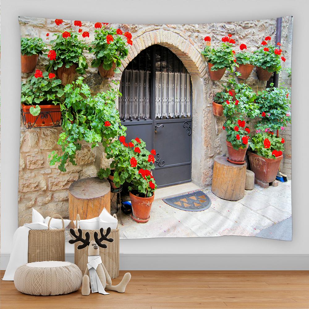 Гобелен Идиллический садовый пейзаж Гобелен Настенный декор для спальни Настенный домашний декор