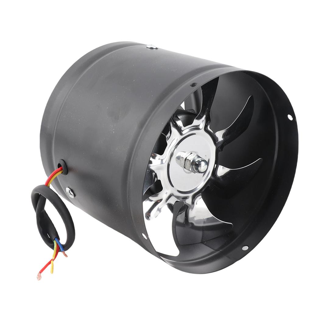 Канальный вентилятор Мощная вентиляция Металлический Высокоскоростной Двигатель с медной обмоткой Круглый Вытяжной вентилятор для ванной комнаты, кухни, подвала Черный