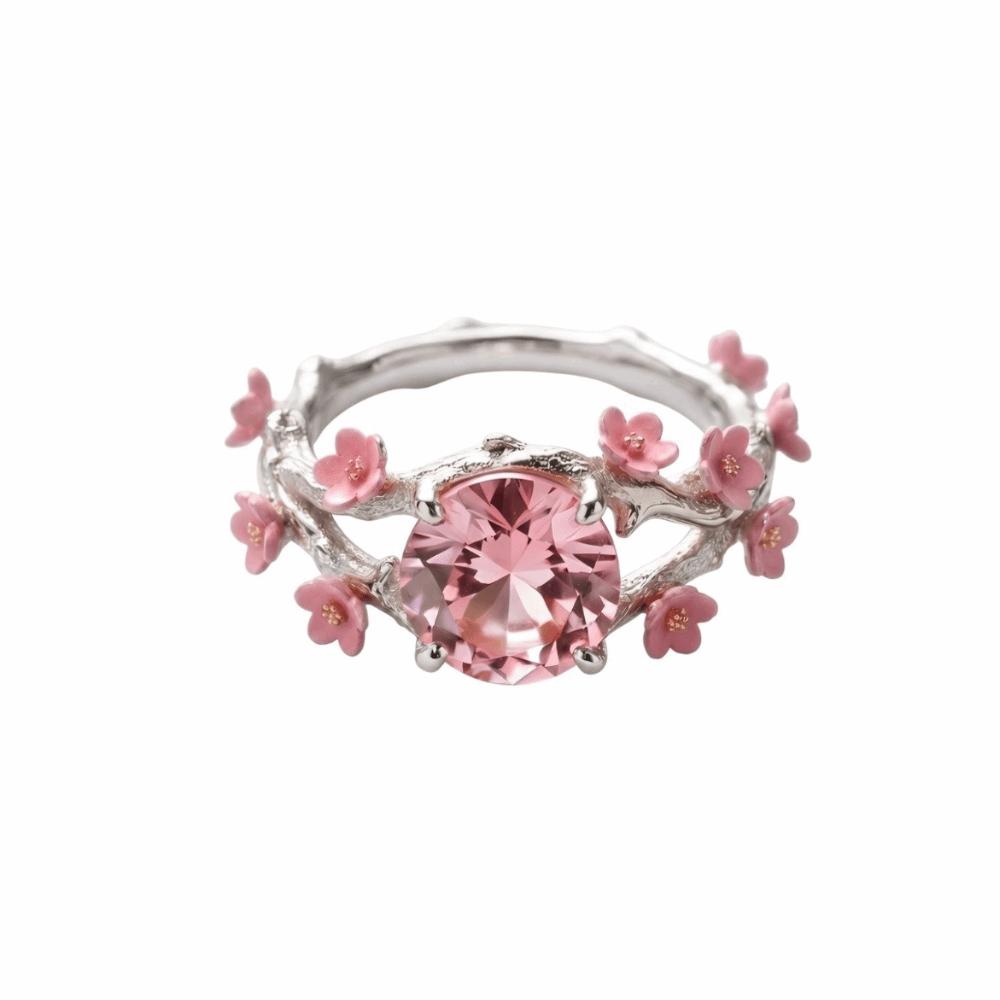 Elegant Flower Crystal Ring Light Luxury Finger Jewelry Sweet Rhinestone Ring  Girls