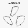 Modian Новый штабелируемый 100% стерлинговое серебро Простой модный геометрический кольцо Классический палец Тонкий Популярный ювелирное изделие Для женщин