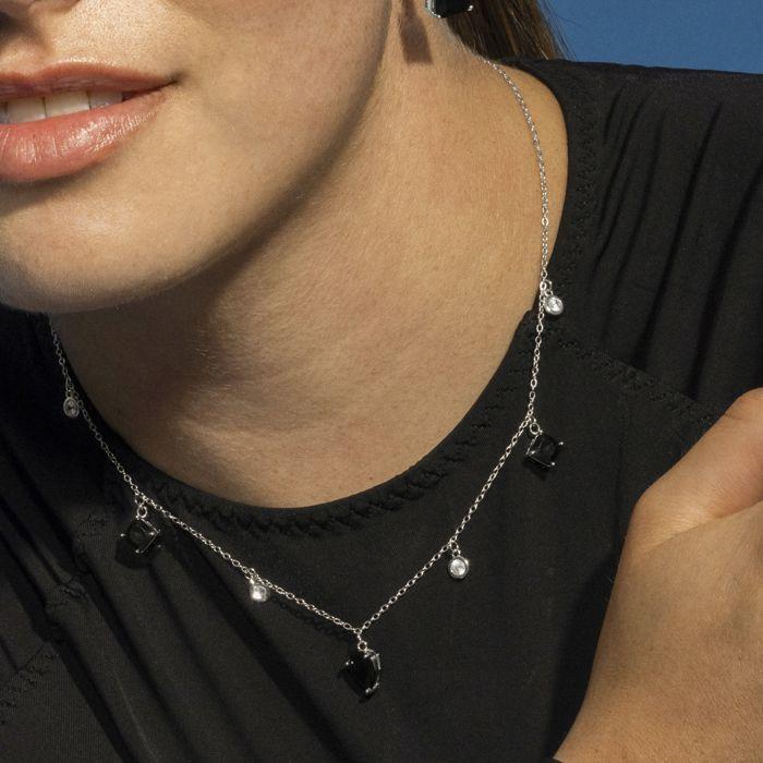 Collier - LUXENTER - Irul - Argent sterling 925 - Onyx (zircone) - Finition rhodiée