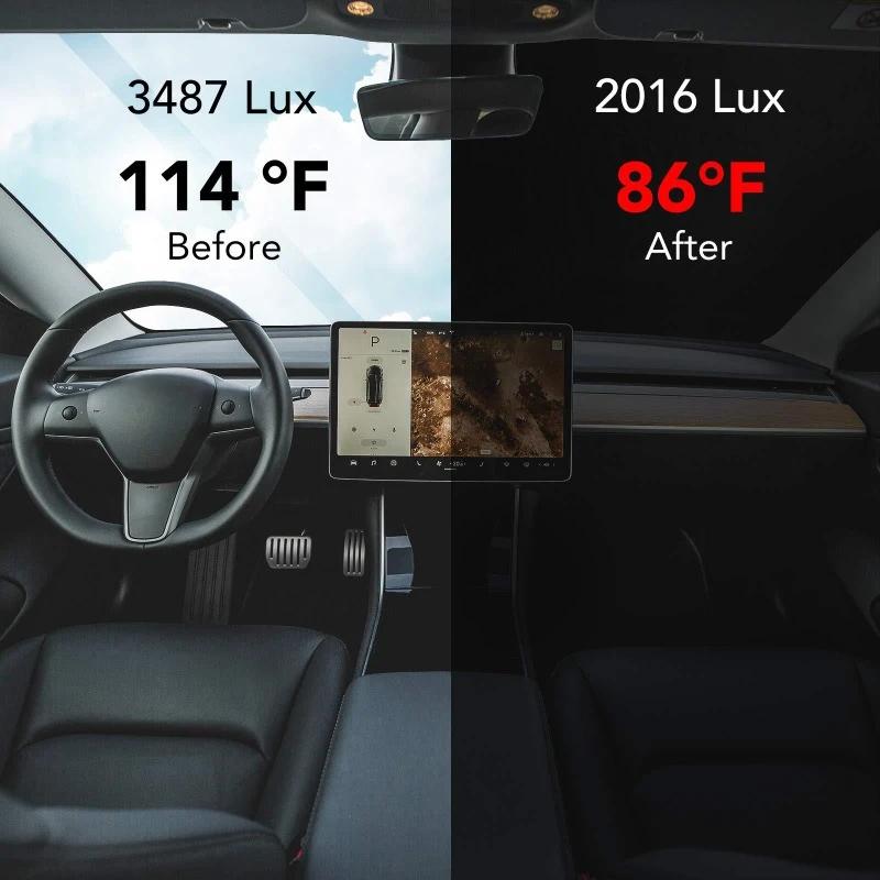 Xiaomi Для Tesla Солнцезащитный козырек на лобовое стекло Складной чехол-заслонка от солнца на переднее стекло Защита от жары Козырек для Model Y Model3 2024 Аксессуары