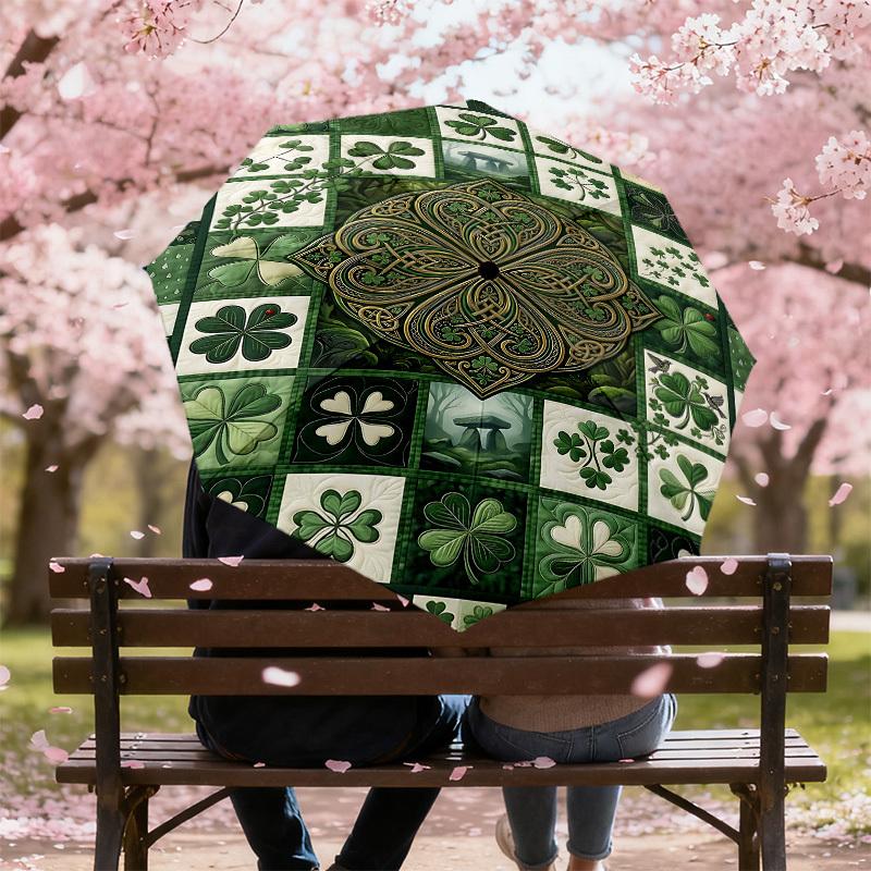 1PC Celtic Clover Umbrella-8-Rib Reinforced Portable Folding Travel Suitable for All Seasons Outdoor Daily Use Is an Ideal Choice -K0396