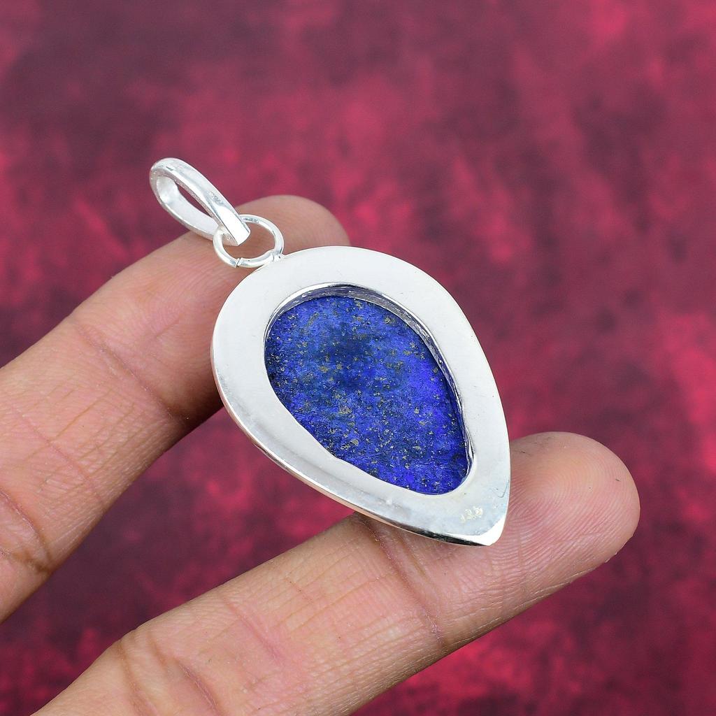 Подвеска из лазурита, ювелирное изделие ручной работы из драгоценных камней, кулон из цельного серебра 925 пробы, уникальный дизайн ювелирного украшения