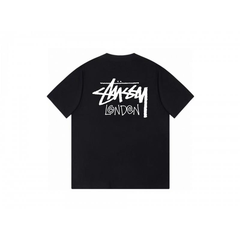 Футболка Stussy с коротким рукавом для подростков Свободный крой Хлопок 270 г Круглый вырез Повседневная одежда