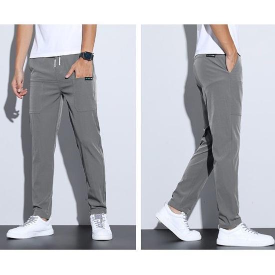 Мужские повседневные брюки, однотонные, стандартной посадки, мягкие брюки из полиэстера, с высокой талией, дышащие удобные деловые брюки с усиленными карманами