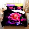 3D Flower Bedding Set Romantic Love Quilt Cover and Pillow Case 2/3 Pieces AU180 * 210 Easy To Clean Home Decoration for Girls' Rooms