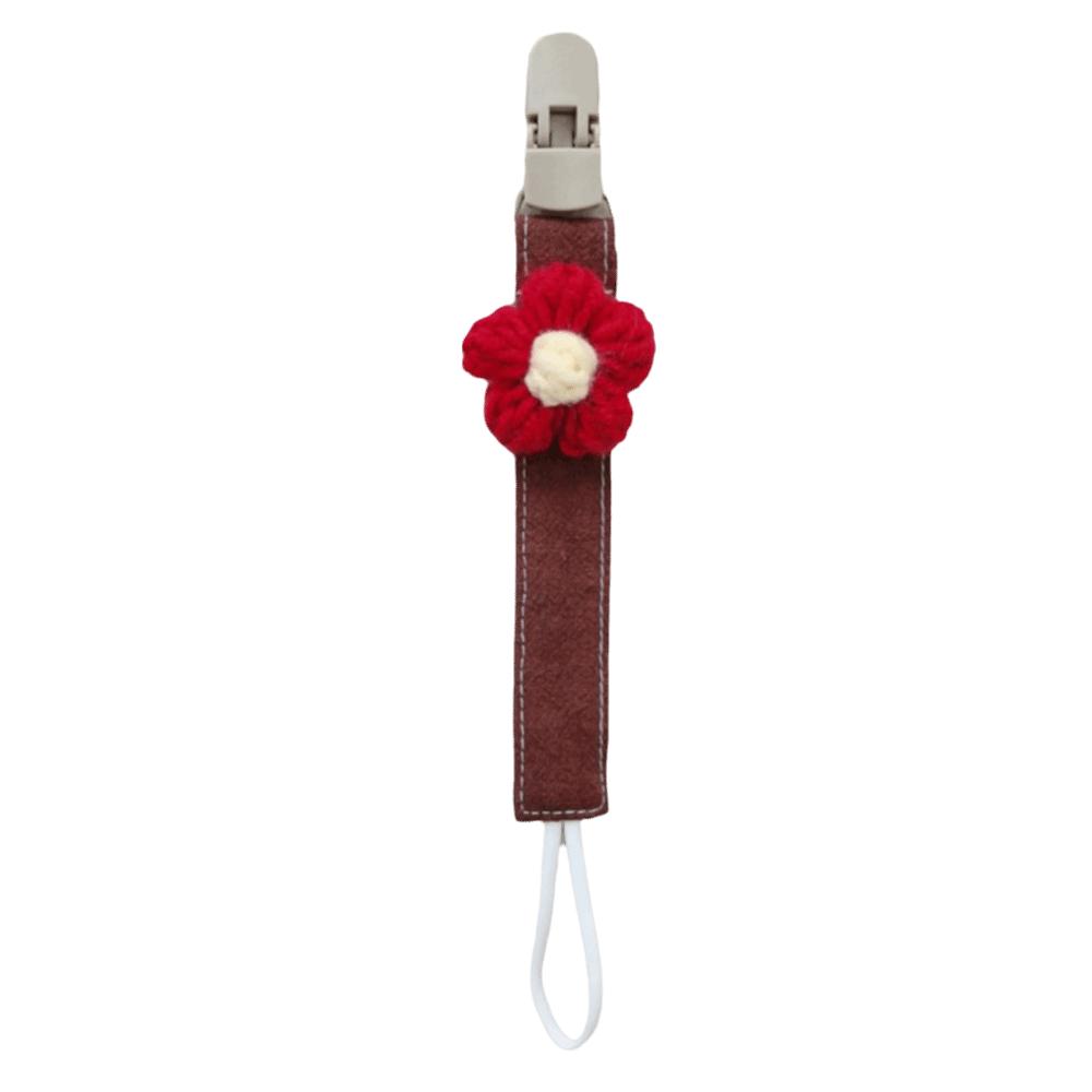 Plastic Flower Dummy Nipple Holder Plaid Embroidery Pacifier Clips Retro Baby Pacifier Chain Girls