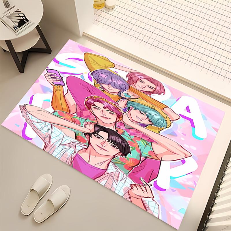 1pc K-Pop Demon Hunters Print Area Rug - Soft, Washable Non-Slip Indoor Mat, Living Room, Home Office Decorative Rug,Office Decorative