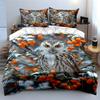 Snowy Owl Nature Decor Set Bedding Set with 1 Duvet Cover 2 Pillowcases Single Double King Queen, Gift