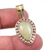 Natural Prehnite Gemstone 925 Solid Sterling Silver Two Tone Pendant 1.50" V0o46